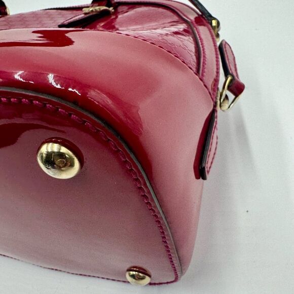 Auth Gucci Bright Bouganville Microguccisima Patent Leather Small Nice Dome Bag - Picture 10 of 16